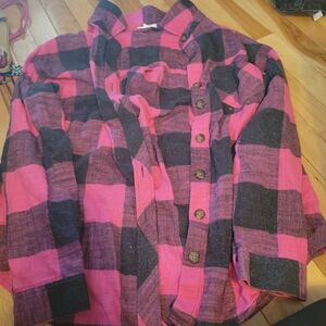 Maurices Vibrant Pink and Black Checkered Top